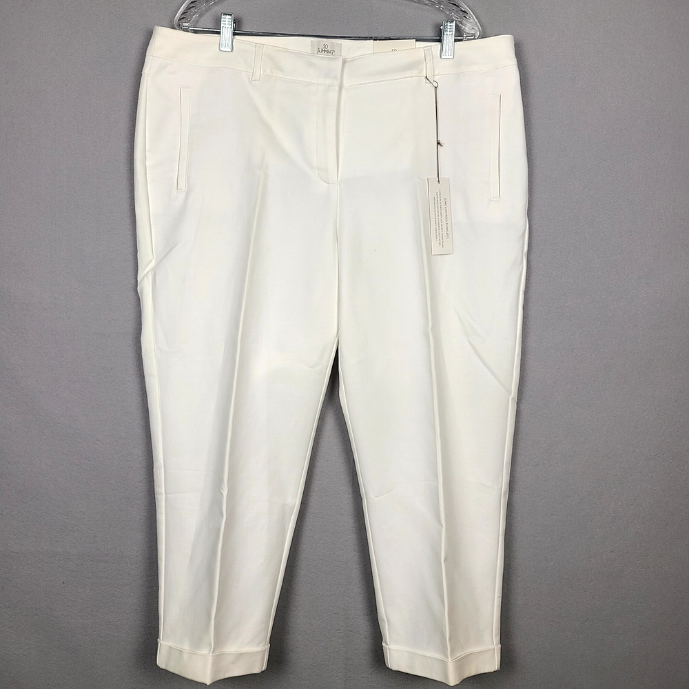 So Slimming By Chico's White Serene Stretch Crop Dress Capri Size 3 (XL) NWT